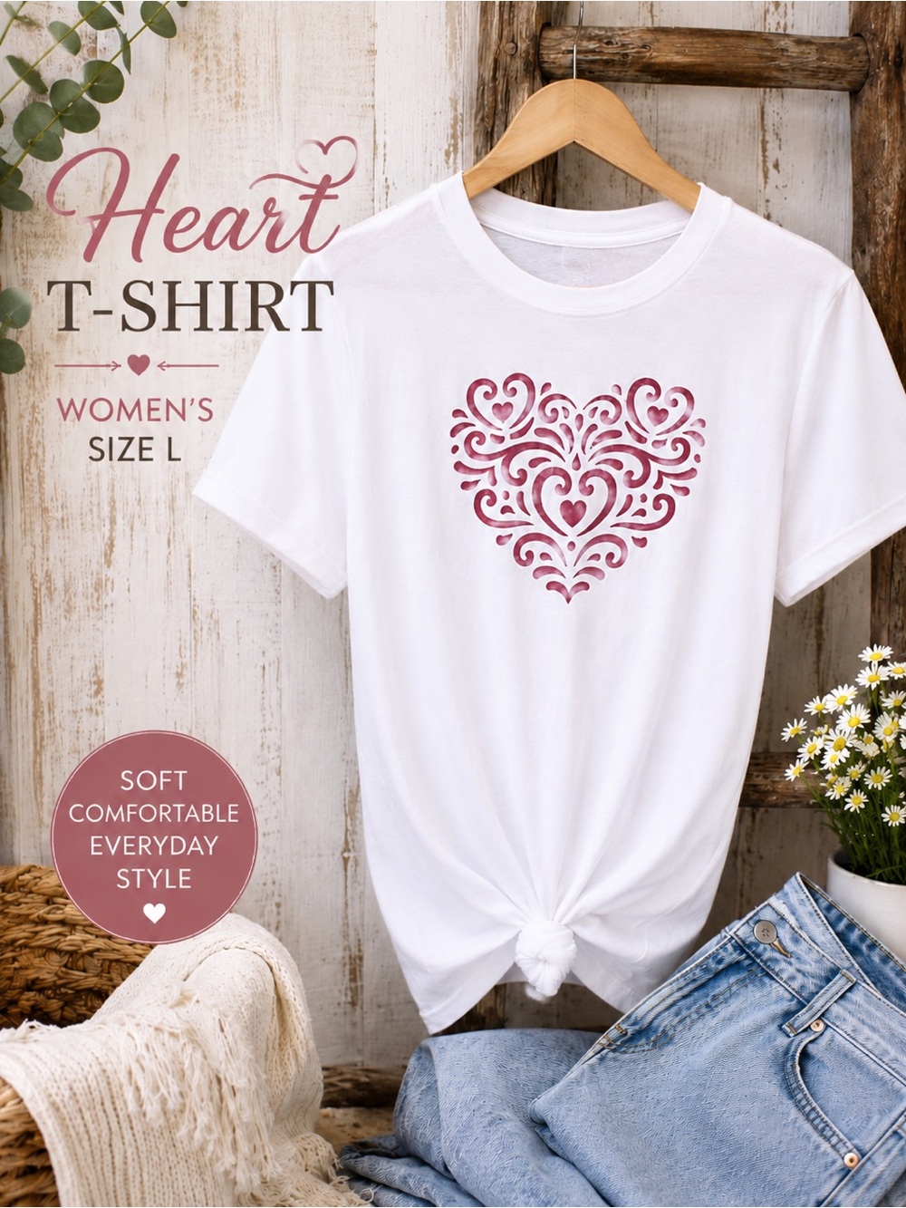 Pink Heart Graphic Tee | Women’s Large